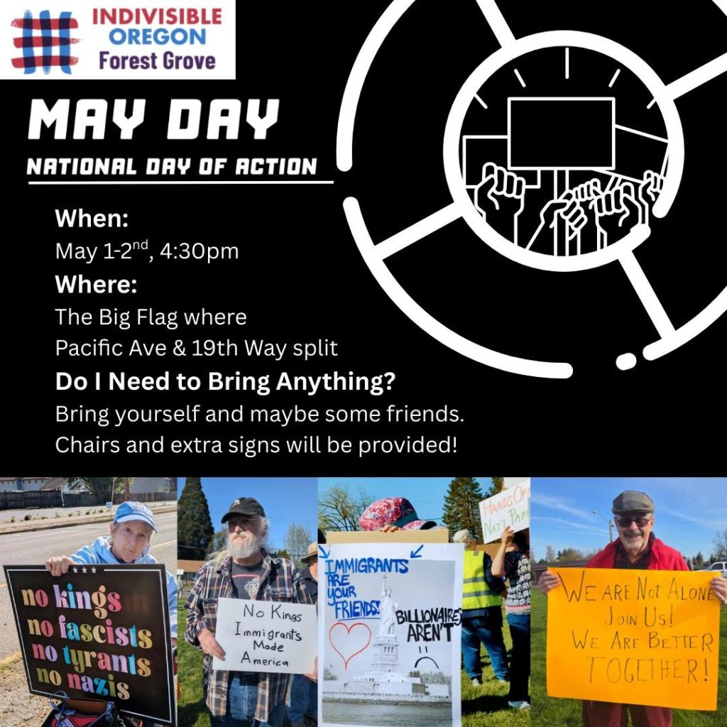 May Day National Day Of Action Rally, May 1, 4:30pm - 6pm, Big Flag Pole, Forest Grove